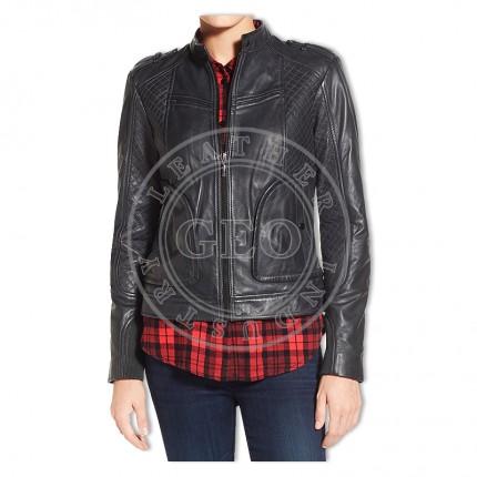 High Quality Ladies Fashion Motorbike Leather Jackets